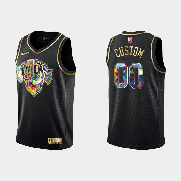 NBA New York Knicks Trikot Benutzerdefinierte Nike 2021-22 Schwarz Golden Edition 75th Anniversary Diamond Swingman - Herren NBA New York Knicks Trikot Benutzerdefinierte Nike 2021-22 Schwarz Golden Edition 75th Anniversary Diamond Swingman - Herren